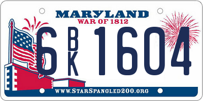 MD license plate 6BK1604