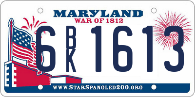 MD license plate 6BK1613