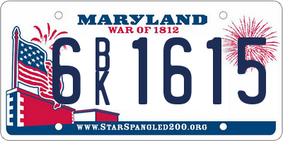 MD license plate 6BK1615