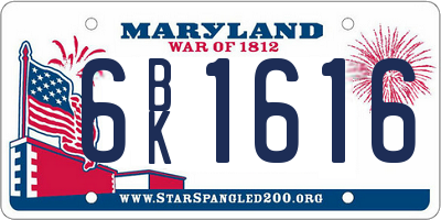 MD license plate 6BK1616