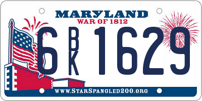 MD license plate 6BK1629