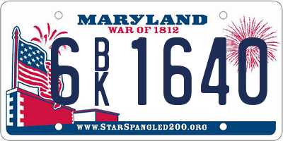 MD license plate 6BK1640