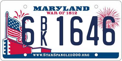 MD license plate 6BK1646