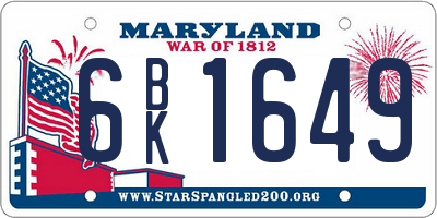 MD license plate 6BK1649