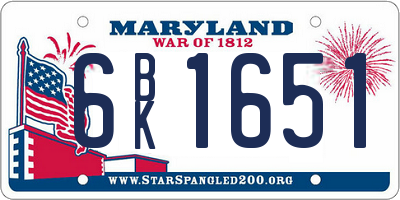 MD license plate 6BK1651