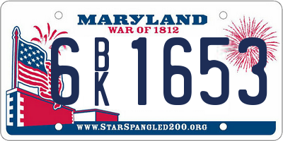 MD license plate 6BK1653