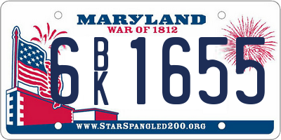 MD license plate 6BK1655