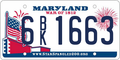 MD license plate 6BK1663