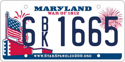 MD license plate 6BK1665