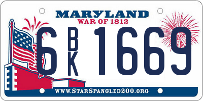 MD license plate 6BK1669