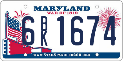 MD license plate 6BK1674