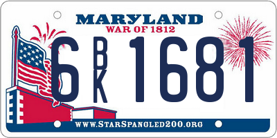 MD license plate 6BK1681