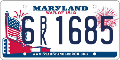 MD license plate 6BK1685