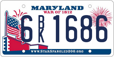 MD license plate 6BK1686