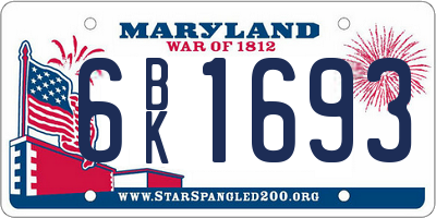 MD license plate 6BK1693