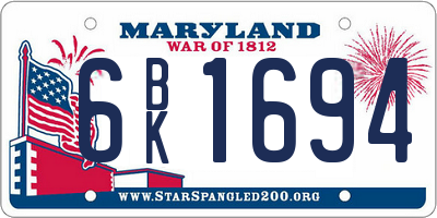 MD license plate 6BK1694