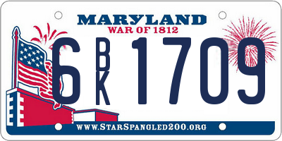 MD license plate 6BK1709