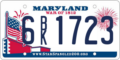 MD license plate 6BK1723