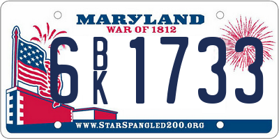 MD license plate 6BK1733