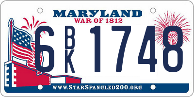 MD license plate 6BK1748