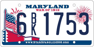 MD license plate 6BK1753