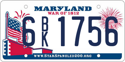 MD license plate 6BK1756