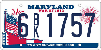 MD license plate 6BK1757