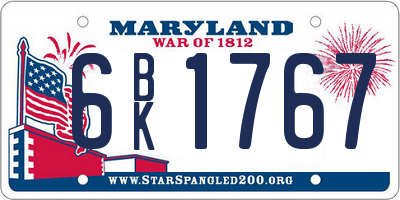 MD license plate 6BK1767