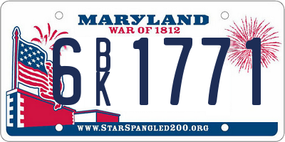 MD license plate 6BK1771