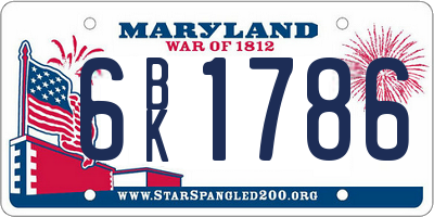 MD license plate 6BK1786