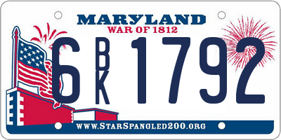 MD license plate 6BK1792