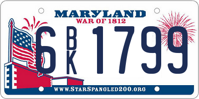 MD license plate 6BK1799