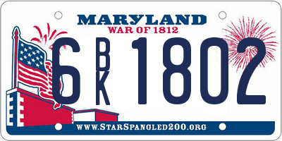 MD license plate 6BK1802