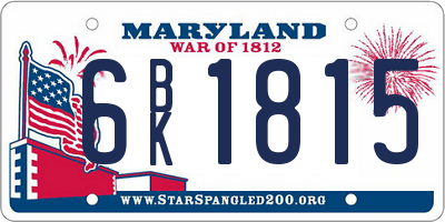 MD license plate 6BK1815