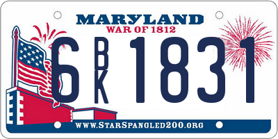 MD license plate 6BK1831