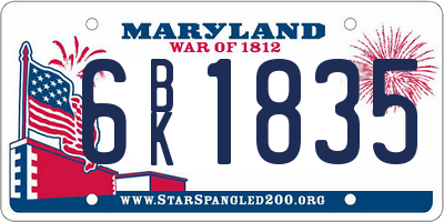 MD license plate 6BK1835
