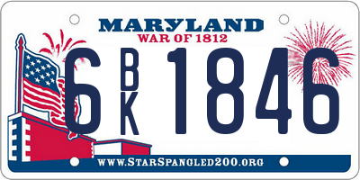 MD license plate 6BK1846
