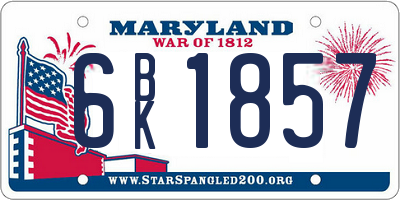 MD license plate 6BK1857