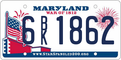 MD license plate 6BK1862