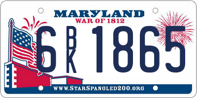 MD license plate 6BK1865