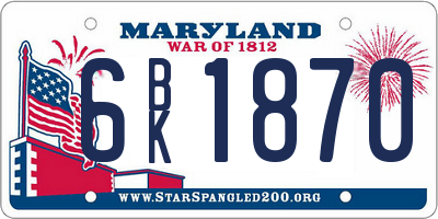 MD license plate 6BK1870