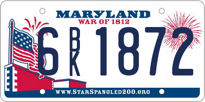 MD license plate 6BK1872