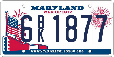 MD license plate 6BK1877