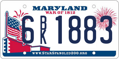 MD license plate 6BK1883