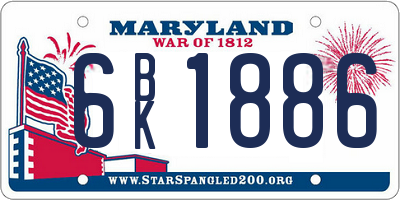 MD license plate 6BK1886