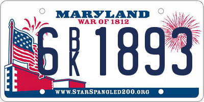 MD license plate 6BK1893