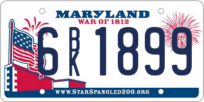 MD license plate 6BK1899