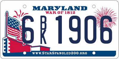 MD license plate 6BK1906