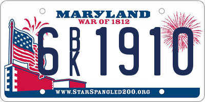 MD license plate 6BK1910
