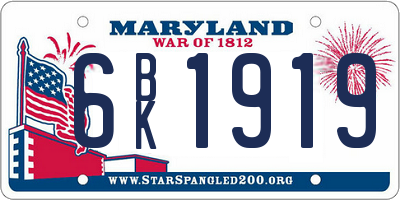 MD license plate 6BK1919